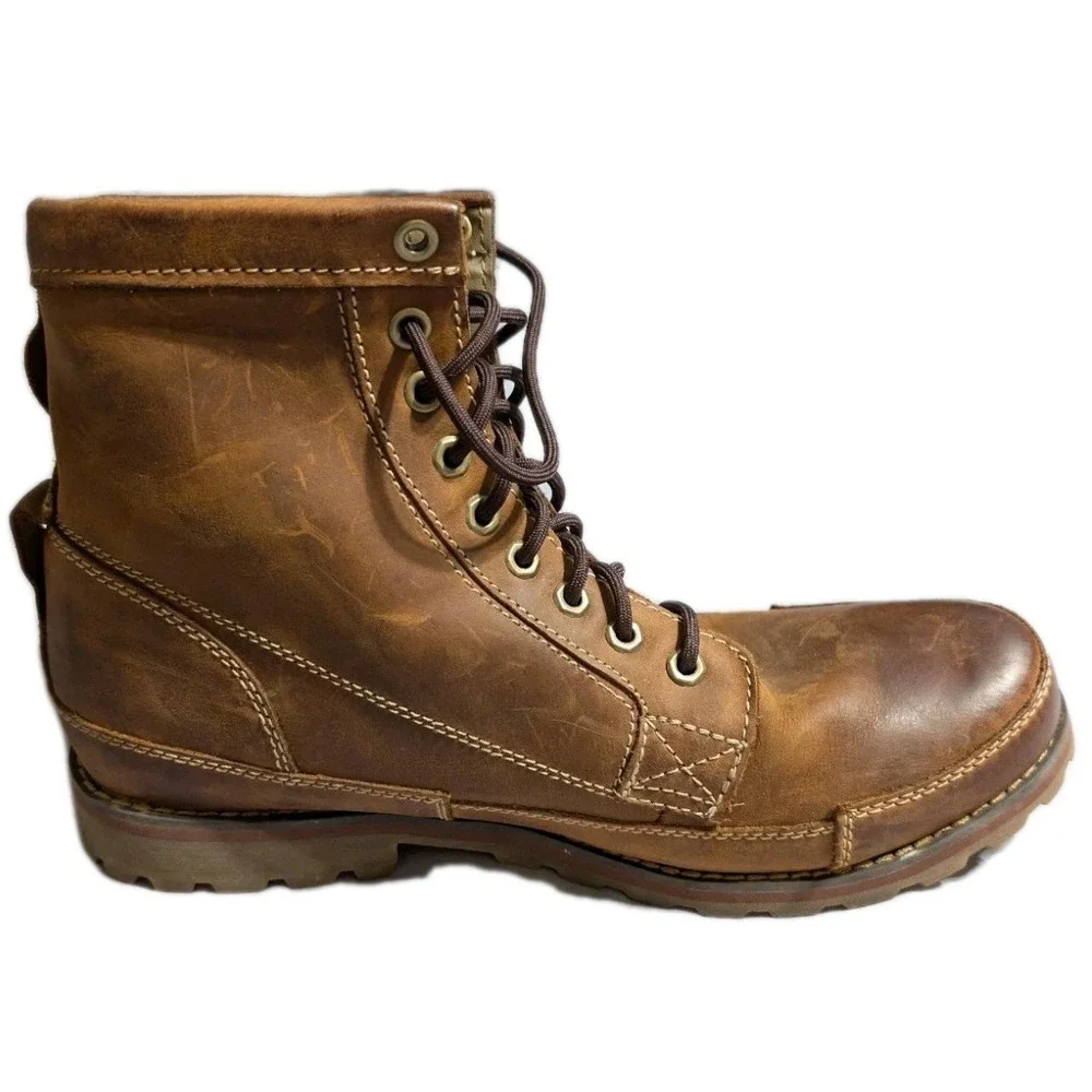 Timberland Originals‎ Mid Boots Mens 12 Brown Leather Waterproof Lace Up 15551